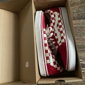 red and white checkered vans size 9.5 woman’s